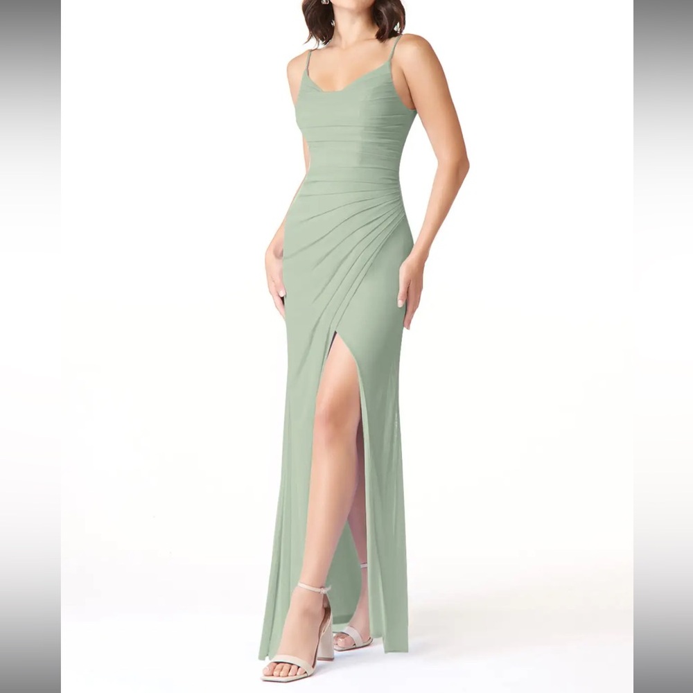 Azazie Deandra Dress in Dusty Sage